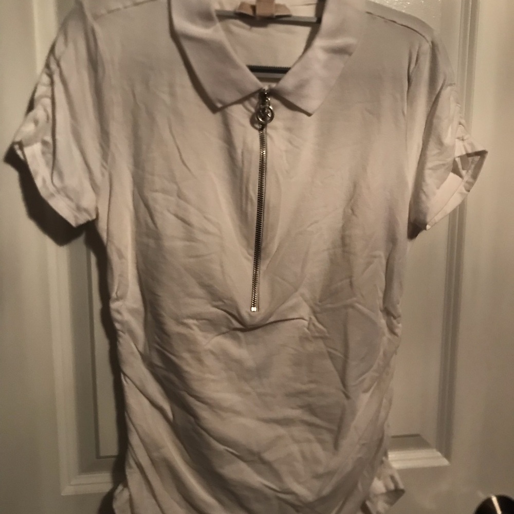 Michael Kors white knit polo top